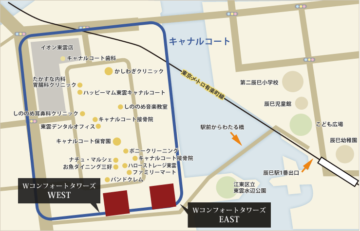 Wコンフォートタワーズ周辺 地図