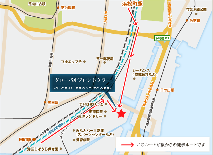 グローバルフロントタワー 周辺地図