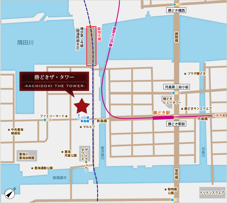 勝どきザ・タワー 周辺地図